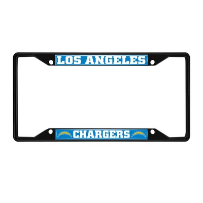 Fan Mats  LLC Los Angeles Chargers Metal License Plate Frame Black Finish Blue