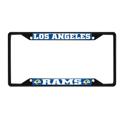 Fan Mats  LLC Los Angeles Rams Metal License Plate Frame Black Finish Blue