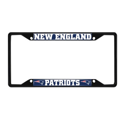 Fan Mats  LLC New England Patriots Metal License Plate Frame Black Finish Navy