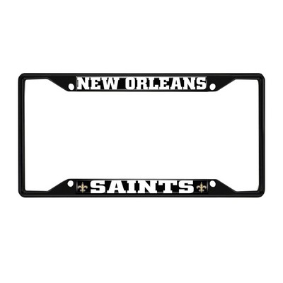Fan Mats  LLC New Orleans Saints Metal License Plate Frame Black Finish Black