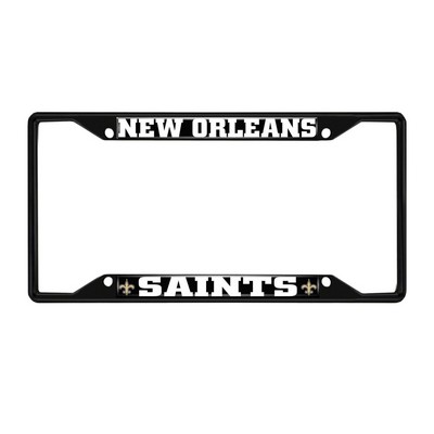 Fan Mats  LLC New Orleans Saints License Plate Frame Black Black