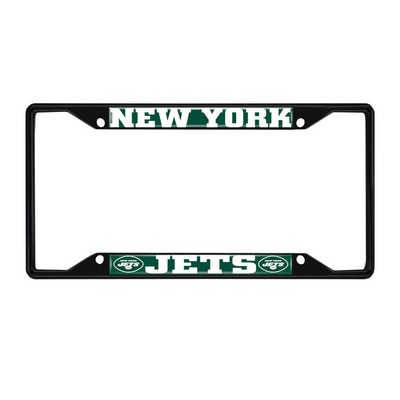 Fan Mats  LLC New York Jets Metal License Plate Frame Black Finish Green