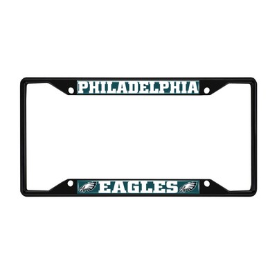 Fan Mats  LLC Philadelphia Eagles Metal License Plate Frame Black Finish Green