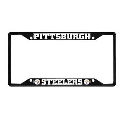Fan Mats  LLC Pittsburgh Steelers Metal License Plate Frame Black Finish Black