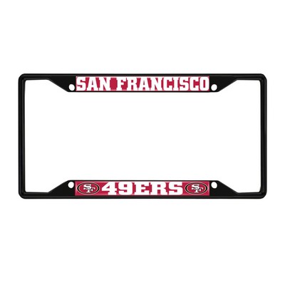 Fan Mats  LLC San Francisco 49ers Metal License Plate Frame Black Finish Red