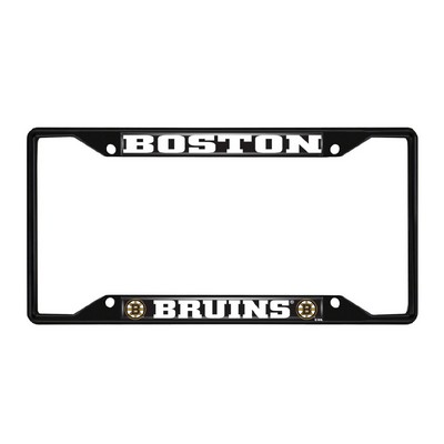 Fan Mats  LLC Boston Bruins Metal License Plate Frame Black Finish Black