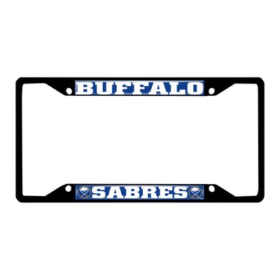 Fan Mats  LLC Buffalo Sabres Metal License Plate Frame Black Finish Blue