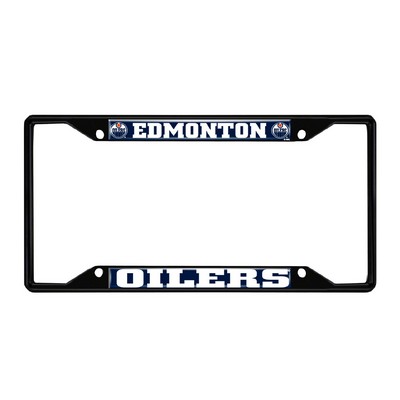 Fan Mats  LLC Edmonton Oilers Metal License Plate Frame Black Finish Navy