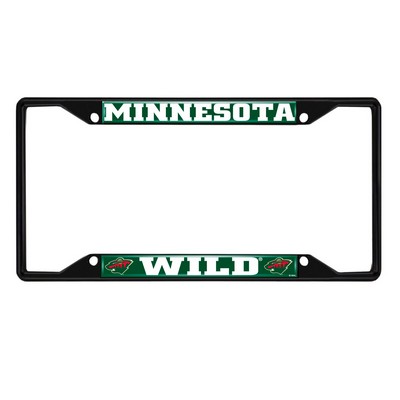Fan Mats  LLC Minnesota Wild Metal License Plate Frame Black Finish Green