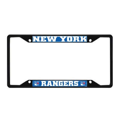 Fan Mats  LLC New York Rangers Metal License Plate Frame Black Finish Blue