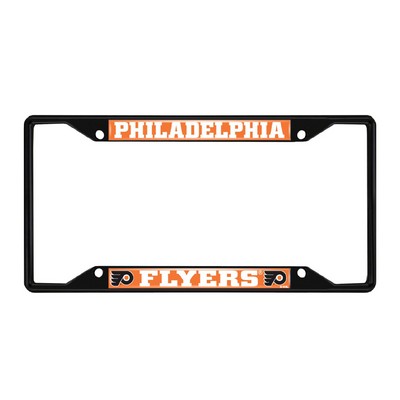 Fan Mats  LLC Philadelphia Flyers Metal License Plate Frame Black Finish Orange