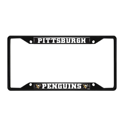 Fan Mats  LLC Pittsburgh Penguins Metal License Plate Frame Black Finish Black