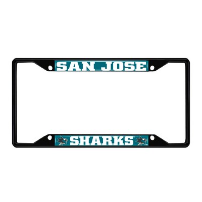 Fan Mats  LLC San Jose Sharks Metal License Plate Frame Black Finish Turquoise