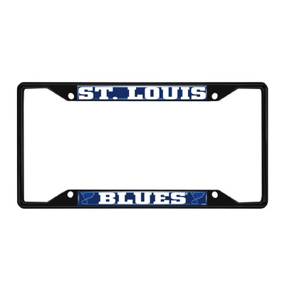Fan Mats  LLC St. Louis Blues Metal License Plate Frame Black Finish Navy