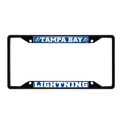 Fan Mats  LLC Tampa Bay Lightning Metal License Plate Frame Black Finish Blue