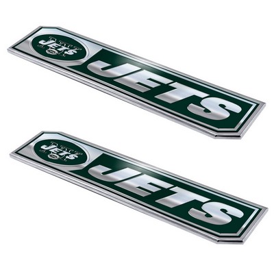 Fan Mats  LLC New York Jets 2 Piece Heavy Duty Aluminum Embossed Truck Emblem Set Green