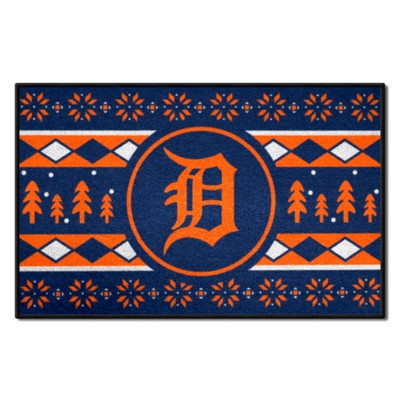 Fan Mats  LLC Detroit Tigers Starter Mat Holiday Sweater Navy