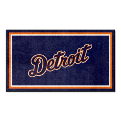 Fan Mats  LLC Detroit Tigers 3ft. x 5ft. Plush Area Rug Navy