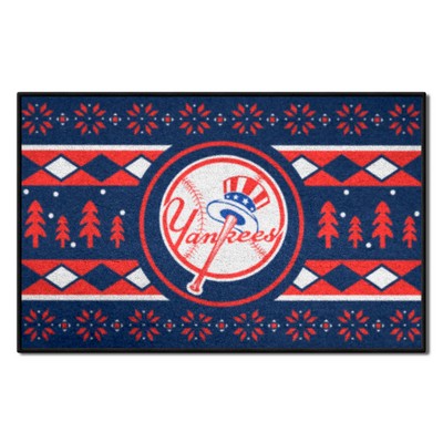 Fan Mats  LLC New York Yankees Holiday Sweater Starter Mat Accent Rug - 19in. x 30in. Navy