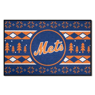 Fan Mats  LLC New York Mets Holiday Sweater Starter Mat Accent Rug - 19in. x 30in. Blue