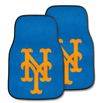 Fan Mats  LLC New York Mets Front Carpet Car Mat Set - 2 Pieces Blue