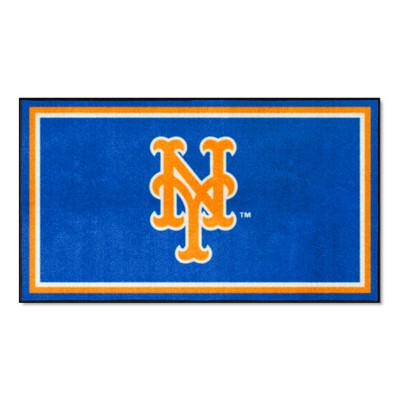 Fan Mats  LLC New York Mets 3ft. x 5ft. Plush Area Rug Blue
