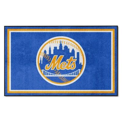 Fan Mats  LLC New York Mets 4ft. x 6ft. Plush Area Rug Blue