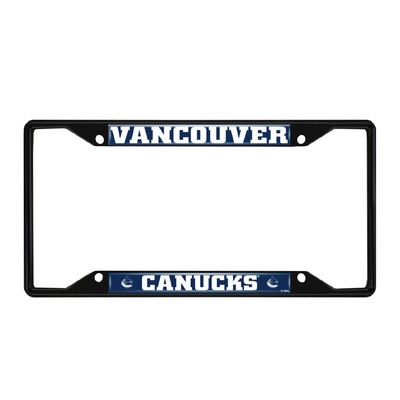 Fan Mats  LLC Vancouver Canucks Metal License Plate Frame Black Finish Navy