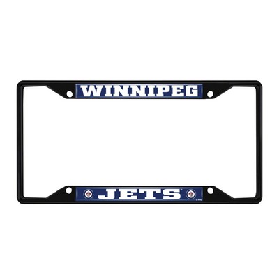Fan Mats  LLC Winnipeg Jets Metal License Plate Frame Black Finish Navy