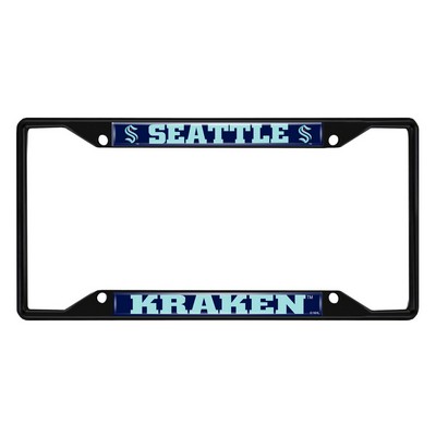 Fan Mats  LLC Seattle Kraken Metal License Plate Frame Black Finish Black