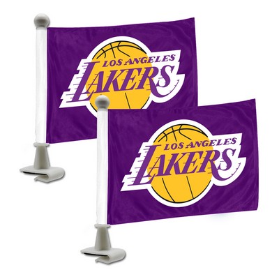 Fan Mats  LLC Los Angeles Lakers Ambassador Car Flags - 2 Pack Mini Auto Flags, 4in X 6in Purple