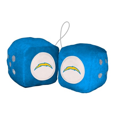 Fan Mats  LLC Los Angeles Chargers Team Color Fuzzy Dice Dcor 3