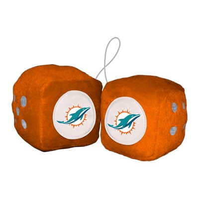 Fan Mats  LLC Miami Dolphins Fuzzy Dice Orange