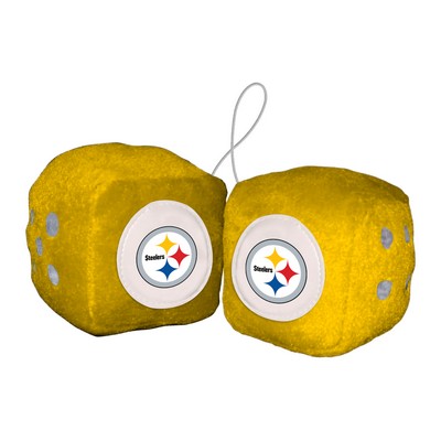 Fan Mats  LLC Pittsburgh Steelers Team Color Fuzzy Dice Dcor 3