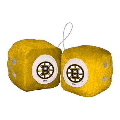 Fan Mats  LLC Boston Bruins Fuzzy Dice Yellow