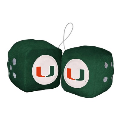 Miami Hurricanes Fuzzy Dice Green Fan Mats  LLC Miami Hurricanes Fuzzy Dice Green