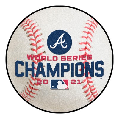 Fan Mats  LLC Atlanta Braves 2021 MLB World Series Champions Baseball Rug - 27in. Diameter White