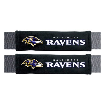 Fan Mats  LLC Baltimore Ravens Embroidered Seatbelt Pad - 2 Pieces Black