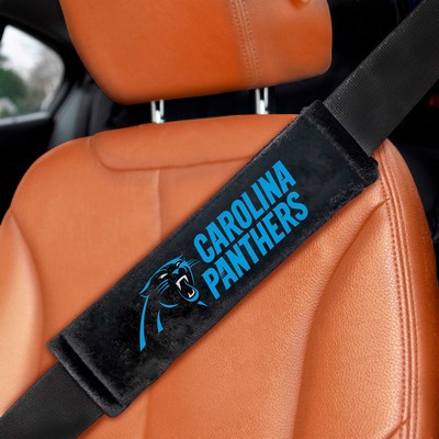 Fan Mats  LLC Carolina Panthers Embroidered Seatbelt Pad - 2 Pieces Black