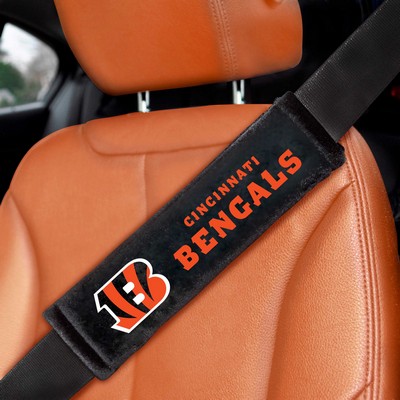 Fan Mats  LLC Cincinnati Bengals Embroidered Seatbelt Pad - 2 Pieces Black