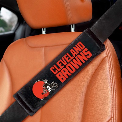Fan Mats  LLC Cleveland Browns Embroidered Seatbelt Pad Pair Black