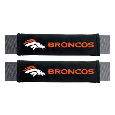 Fan Mats  LLC Denver Broncos Embroidered Seatbelt Pad - 2 Pieces Black