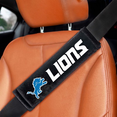 Fan Mats  LLC Detroit Lions Embroidered Seatbelt Pad - 2 Pieces Black