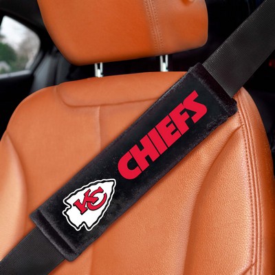 Fan Mats  LLC Kansas City Chiefs Embroidered Seatbelt Pad - 2 Pieces Black