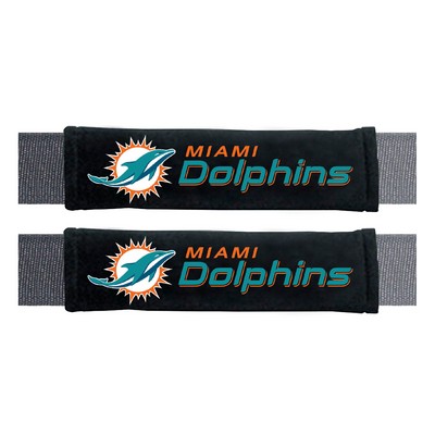 Fan Mats  LLC Miami Dolphins Embroidered Seatbelt Pad - 2 Pieces Black