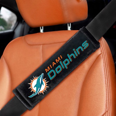 Fan Mats  LLC Miami Dolphins Embroidered Seatbelt Pad - 2 Pieces Black