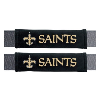 Fan Mats  LLC New Orleans Saints Embroidered Seatbelt Pad - 2 Pieces Black