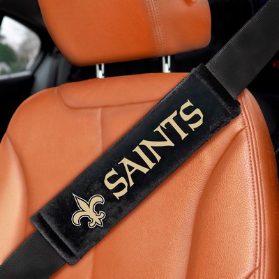 Fan Mats  LLC New Orleans Saints Embroidered Seatbelt Pad Pair Black