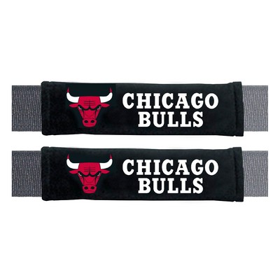 Fan Mats  LLC Chicago Bulls Embroidered Seatbelt Pad - 2 Pieces Black