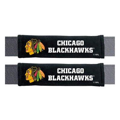 Fan Mats  LLC Chicago Blackhawks Embroidered Seatbelt Pad - 2 Pieces Black